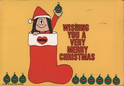 Cathy Cartoon Wishing You a Very Merry Christmas Postcard