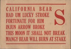 California Bear Poem - Injun Arrow Broke Ephemera