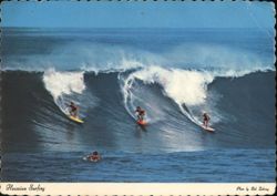 Hawaiian Surfing, Large Ocean Waves Postcard