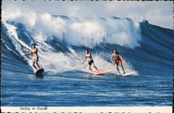 Surfing in Hawaii Postcard