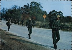Fort Knox, KY Trainees Carrying M-16 Rifles on Road March Postcard