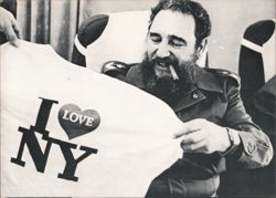 Fidel Castro with I Love NY Shirt, NYC 1979 Postcard