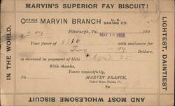 Marvin's Superior Fay Biscuit! Payment Acknowledgment Postcard