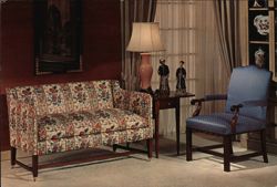 English Reproduction Upholstered Furniture Display Postcard