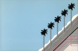 Shangri-La Hotel Stylized Palm Trees Postcard