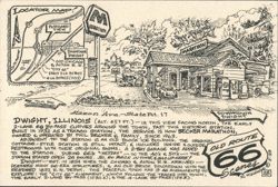 Marathon Gas Station & Route 66 History, Dwight, IL Postcard