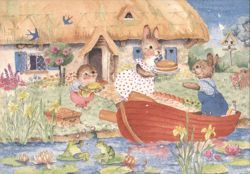 'WE'RE GOING ON A PICNIC!' Dressed Animals Postcard