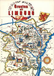 Groeten uit LIMBURG Map, Towns & Landmarks Postcard