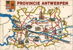 Antwerp Province Map with Ham Radio QTH Marked Postcard