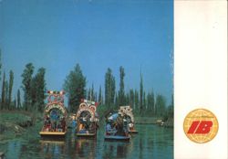 Xochimilco Boats, Mexico, Iberia Airlines Advertising Postcard