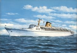 Sitmar Cruises Ship Fairsea Fairwind Luxury Twins Postcard