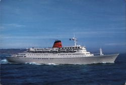 Cunard Line Sagafjord Cruise Ship at Sea Postcard