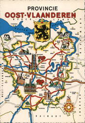 Map of Oost-Vlaanderen Province, Belgium Postcard