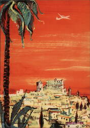 Toledo Cityscape with SAS Airplane & Palm Tree Postcard