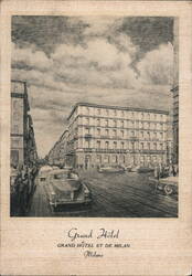 Grand Hôtel et de Milan, Milano Street Scene Postcard