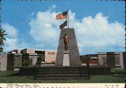 JFK Memorial Statue & High School, Guam Postcard