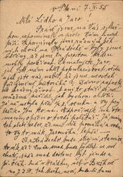 Handwritten Letter from Plzeň, Czechoslovakia Postcard