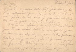 Handwritten Letter from Písek to Prague Postcard