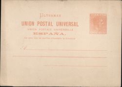 Cuba & Spain Ultramar Universal Postal Union Card Postcard