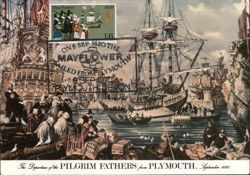 Departure of Pilgrim Fathers from Plymouth, September 1620 Postcard