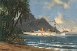 Stella Polaris Cruise Ship in Tropical Bay by Alin Bock Postcard