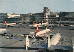 Zurich Airport 1962 with Swissair Planes Postcard