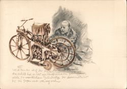 1885 Daimler's First Motorcycle & Inventor Gottlieb Daimler Postcard