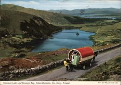 Horse-Drawn Caravan in Glanmore Lake, Kenmare Bay, Ireland Postcard