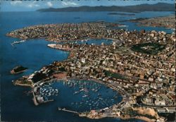 Piraeus Greece Aerial View Harbor Boats Postcard