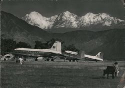 Kathmandu Gauchar-Airport, Royal Nepal Airlines DC-3s, Himalayas Postcard