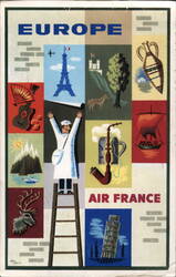 Europe Air France Travel Poster Art by Jean Carlu Postcard