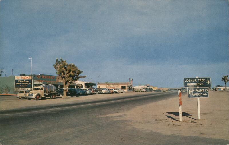 Joshua Tree, California - Street View with Road Sign