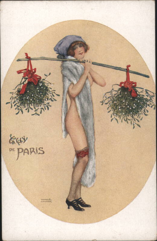 Le Gui de Paris - Nude Woman with Mistletoe by Raphael Kirchner