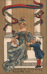 Columbia and Young George Washington: Here's To Columbia's Favorite Son! Postcard