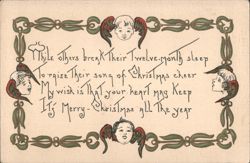 Christmas Greeting with Cherubs and Handwritten Poem Postcard