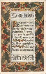 Merry Christmas Carol Sweetly Carol with Holly Postcard