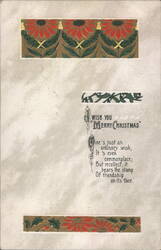 Merry Christmas Floral Greeting with Poem and Holly Postcard