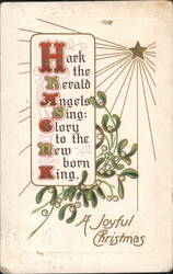 "Hark the Herald Angels Sing" Mistletoe Christmas Greeting Postcard