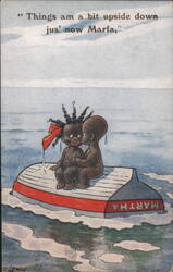 Comic Black Americana Babies on Overturned Boat "Things am a bit upside down" Postcard