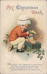My Christmas Wish, Child Playing with Toys, Ellen H. Clapsaddle Art Postcard