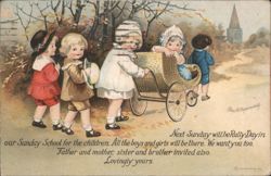 Children Going to Sunday School Rally Day, Ellen H. Clapsaddle Art Postcard