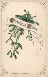 Christmas Wishes Mistletoe Design by John Winsch 1913 Postcard