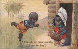 Black Americana Children, "You am de honeysuckle, I am de Bee!" by F.G. Lewis Postcard