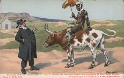 Wordly and Temporal Power, South African Life Sketch with Man on Ox Postcard