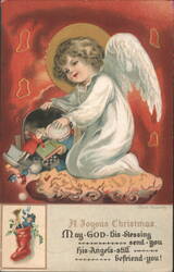 Angel with Toys on Cloud, 'A Joyous Christmas' by Ellen H. Clapsaddle Postcard
