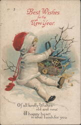 Child with Good Luck Symbols for New Year by Ellen H. Clapsaddle Postcard