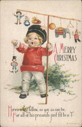 Child with Christmas Toys and Poem by Ellen H. Clapsaddle Postcard