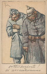 Italian WWI Propaganda: Caricature of German Soldiers for National Loan Postcard