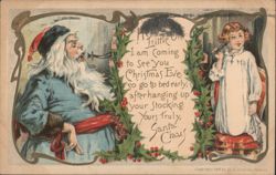 Santa Claus' Christmas Eve Message to a Little Girl on the Telephone Postcard