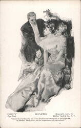 "Mistletoe" Christy Illustration of Couple in Formal Attire Postcard